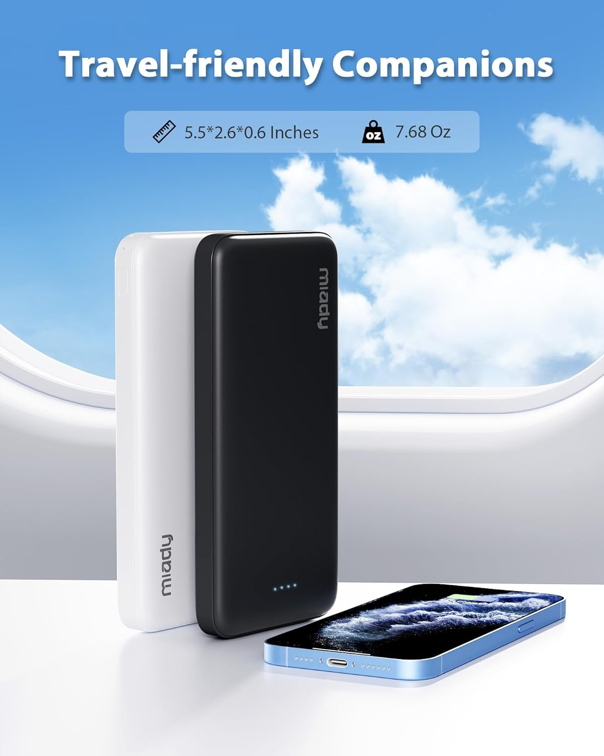 2-Pack 10000Mah Dual USB Portable Charger, Type-C Charging Power Bank, Slim Battery Pack for Iphone 17/16/15/14, Galaxy S24/22, Android Etc