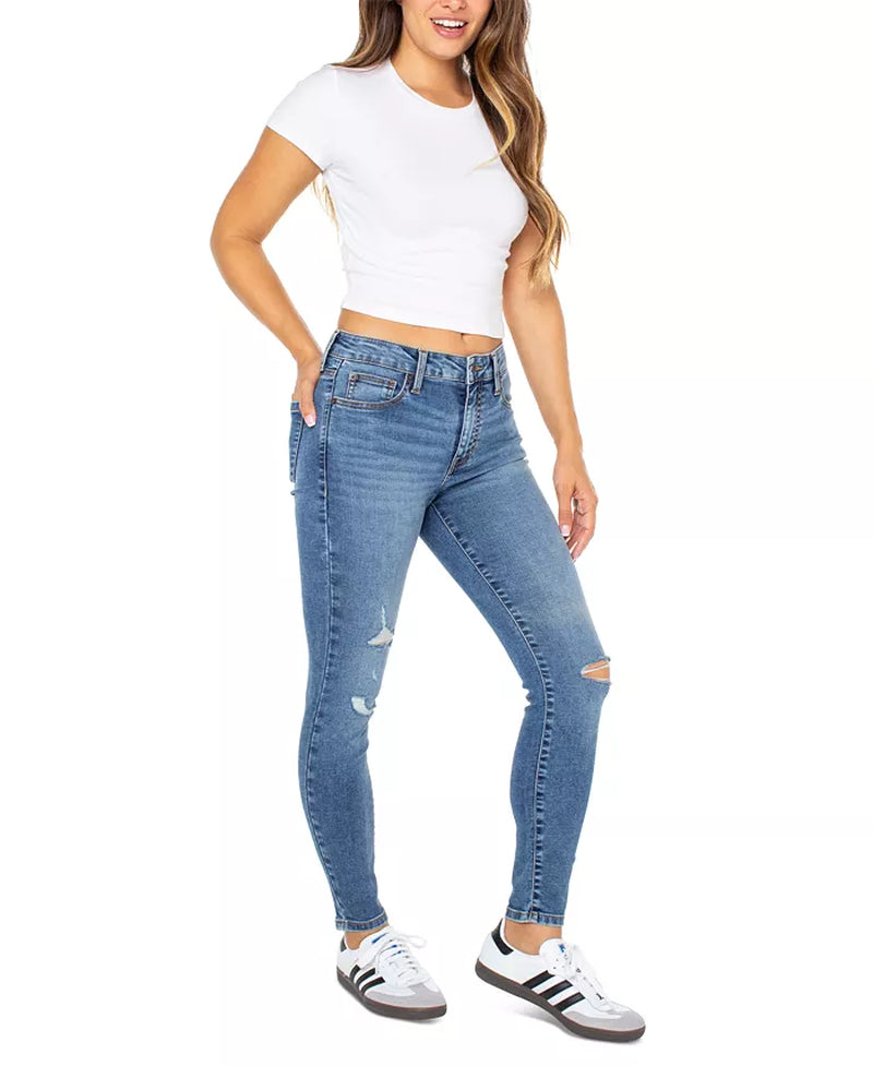 Juniors' Curvy Mid-Rise Skinny Ankle Jeans