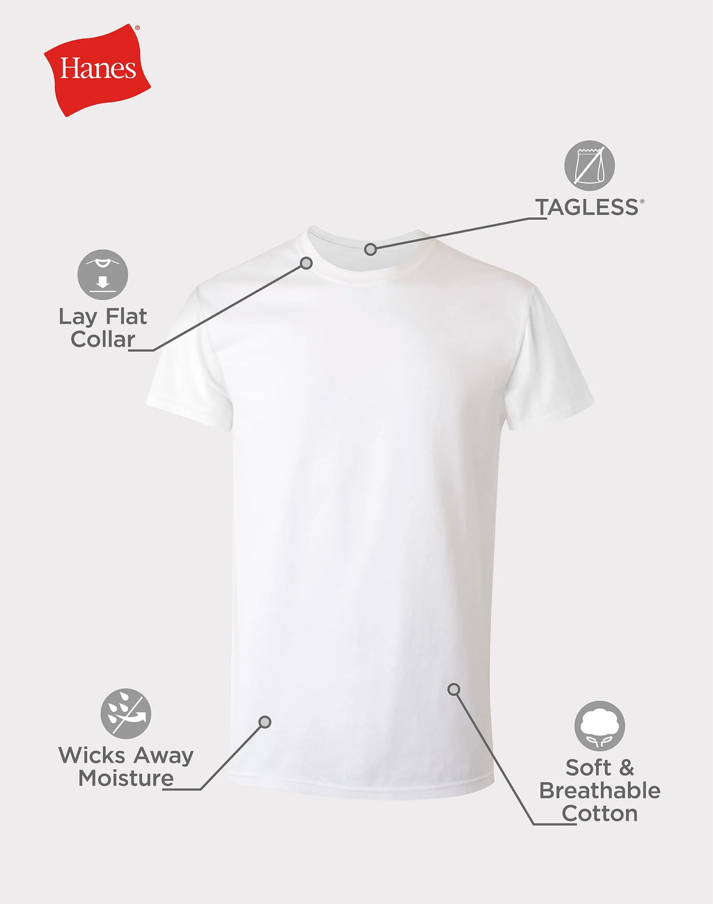 Men'S Value Pack White Crew T-Shirt Undershirts, 6 Pack