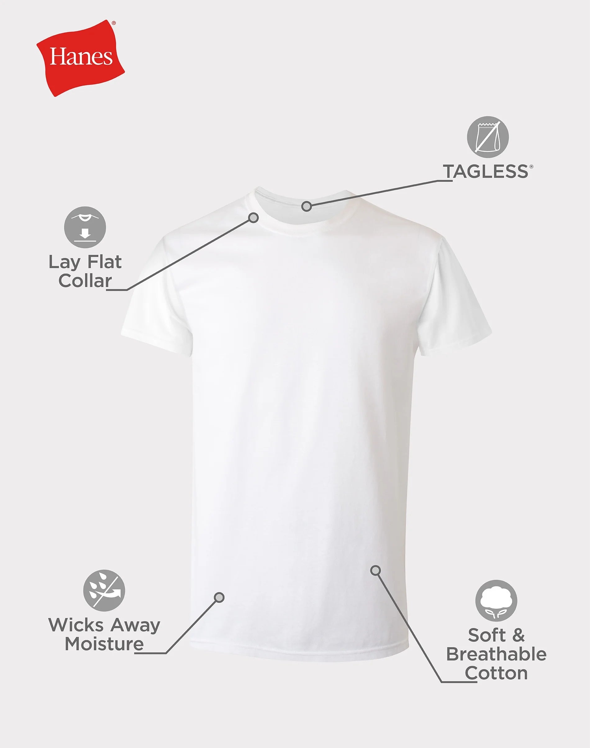 Men'S Value Pack White Crew T-Shirt Undershirts, 6 Pack