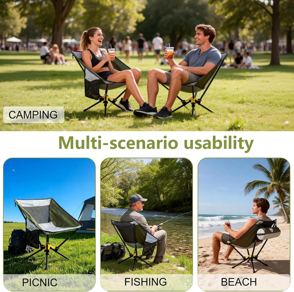 Portable Camping Chair Lightweight Folding Chair for Camping - Outdoor Chair Supports 300 Lbs - Camp Chair Outdoor Adventures