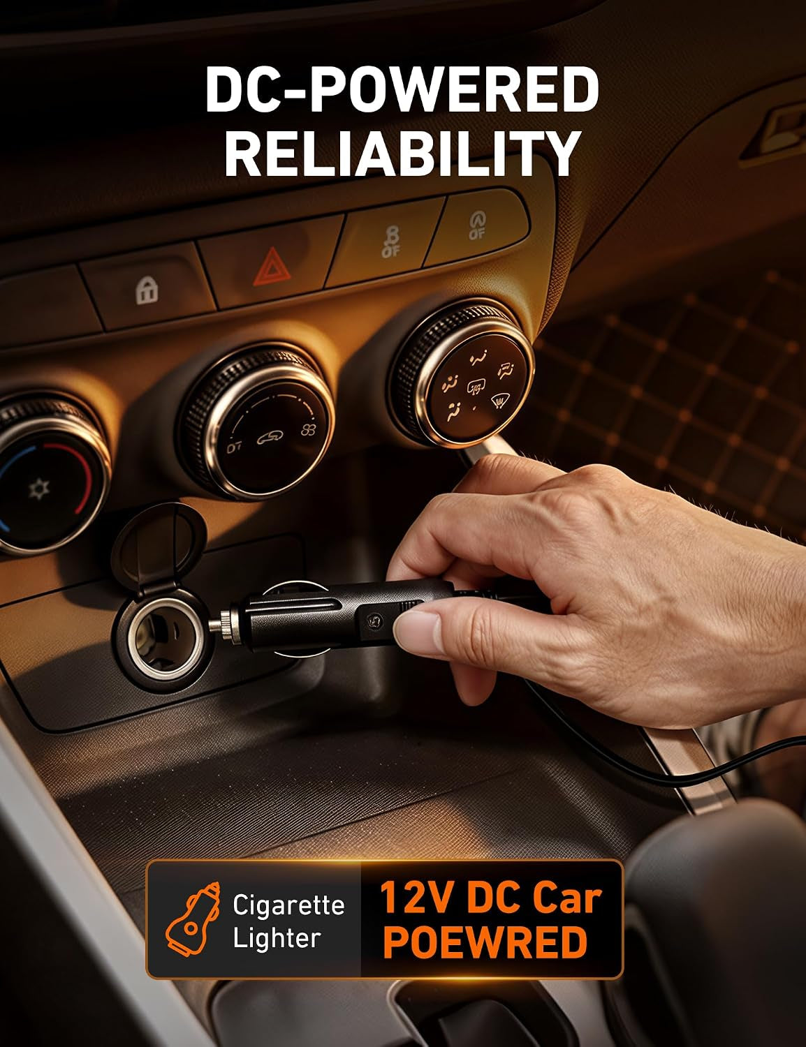 AIRUN H Tire Inflator Portable Air Compressor,9.8Ft Cord-12Vdc-Powered Auto Shut-Off,Fast Inflation Electric Air Pump for Car Tires-Car Accessories with Digital Pressure Gauge,Led Light,Yellow