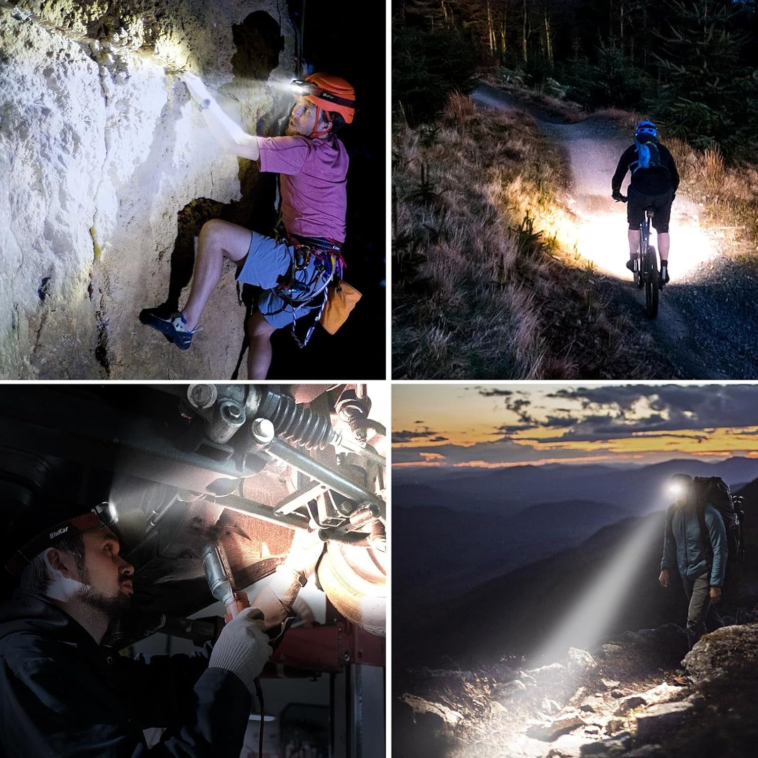 LED Headlamp Rechargeable, 2000L Super Bright Headlight Flashlight | 8 Modes & Stepless Dimming, Spotlight & Floodlight, Motion Sensor, IPX5 Waterproof for Camping,Hiking,Running,Fishing -2 Pack