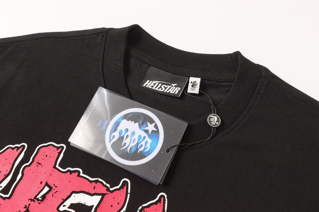 Graphic Hellstar Tee Shirt Men'S Black Cotton NEW