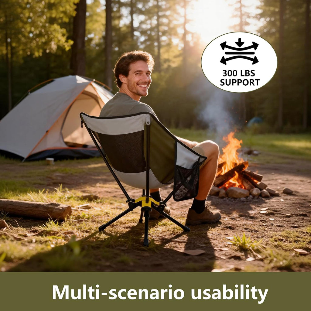 Portable Camping Chair Lightweight Folding Chair for Camping - Outdoor Chair Supports 300 Lbs - Camp Chair Outdoor Adventures