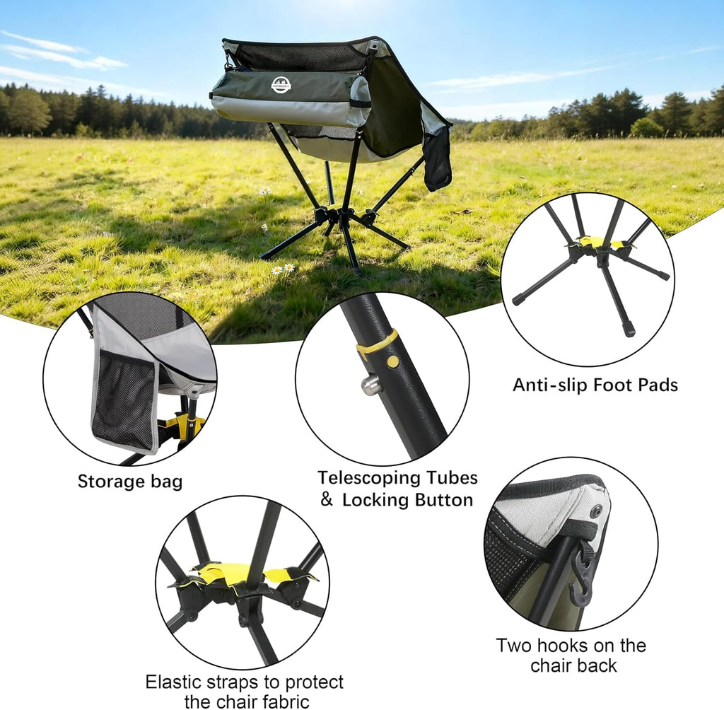 Portable Camping Chair Lightweight Folding Chair for Camping - Outdoor Chair Supports 300 Lbs - Camp Chair Outdoor Adventures