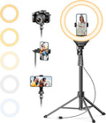 12'' LED Ring Light with 62'' Tripod Stand, Selfie Ring Light for Video Recording, Live Streaming, Tiktok & Youtube, Compatible with Iphone & Android (Black)