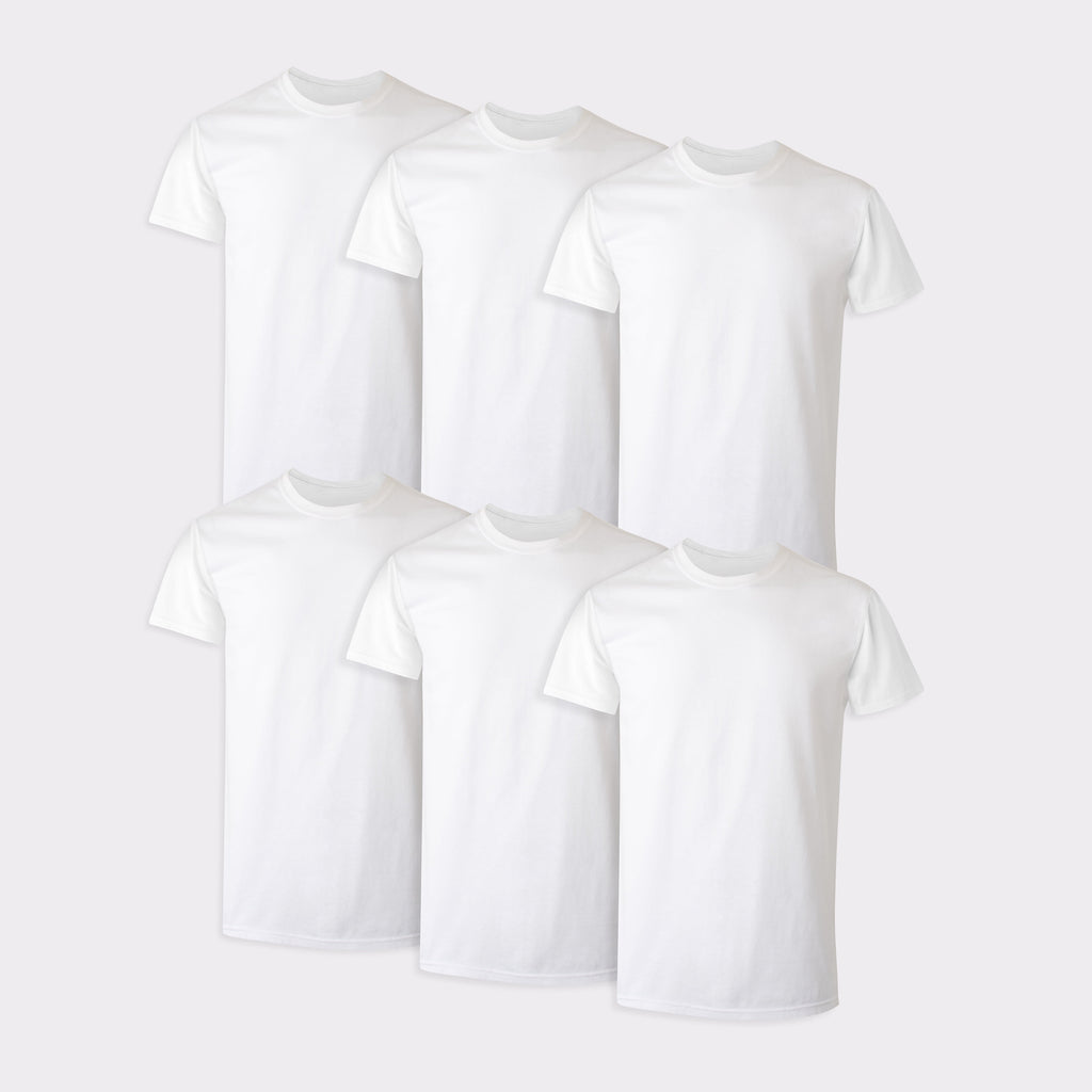 Men'S Value Pack White Crew T-Shirt Undershirts, 6 Pack