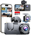 Dash Cam Front and Rear Inside, 3 Channel 4K+1080P Dash Camera for Cars, Free 32GB Card Included, App Control, 2” IPS Screen, G-Sensor, Loop Recording, Night Vision, 170°Wide Angle, Parking Monitor