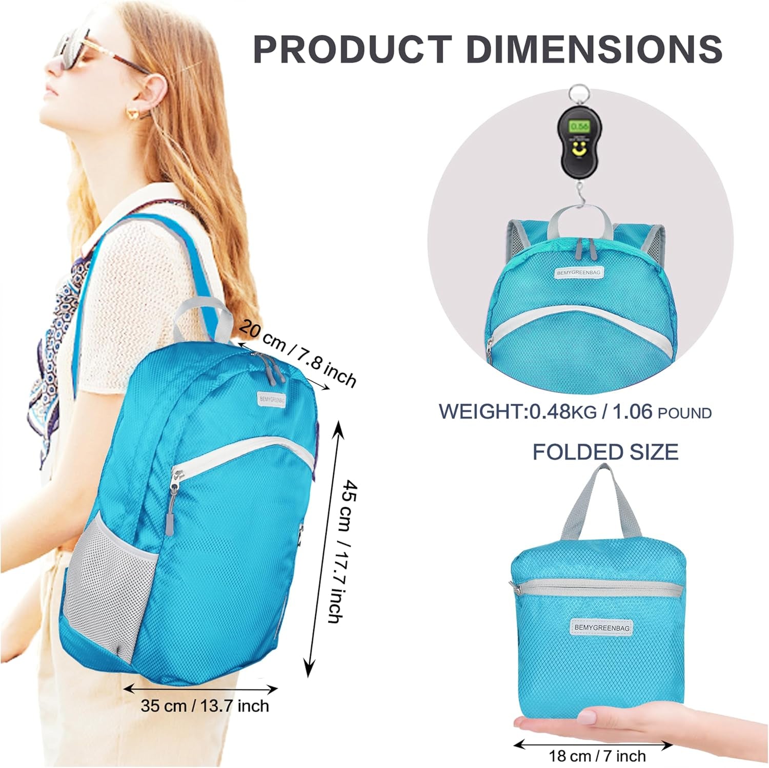 35L Foldable Waterproof Backpack for Outdoor Sports Travel inside Wet Clothes Compartment Packable for Multiple