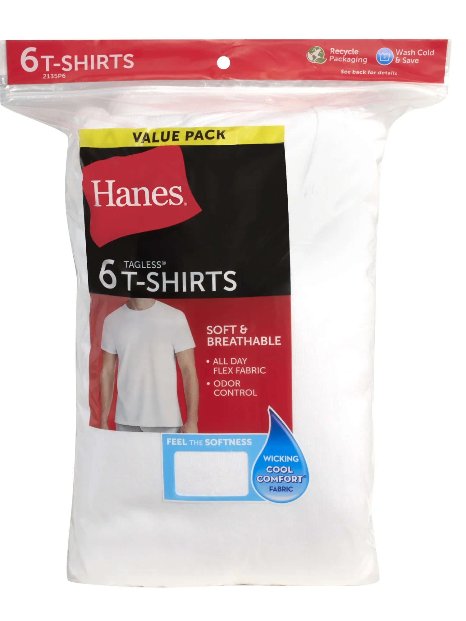 Men'S Value Pack White Crew T-Shirt Undershirts, 6 Pack