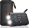Solar Charger Power Bank 20,000Mah, Portable Charger, 4 Cables 3 Ports Fast Charging External Battery Pack with USB C for Cell Phones, Solar Panel Charger with Dual Flashlight for Camping