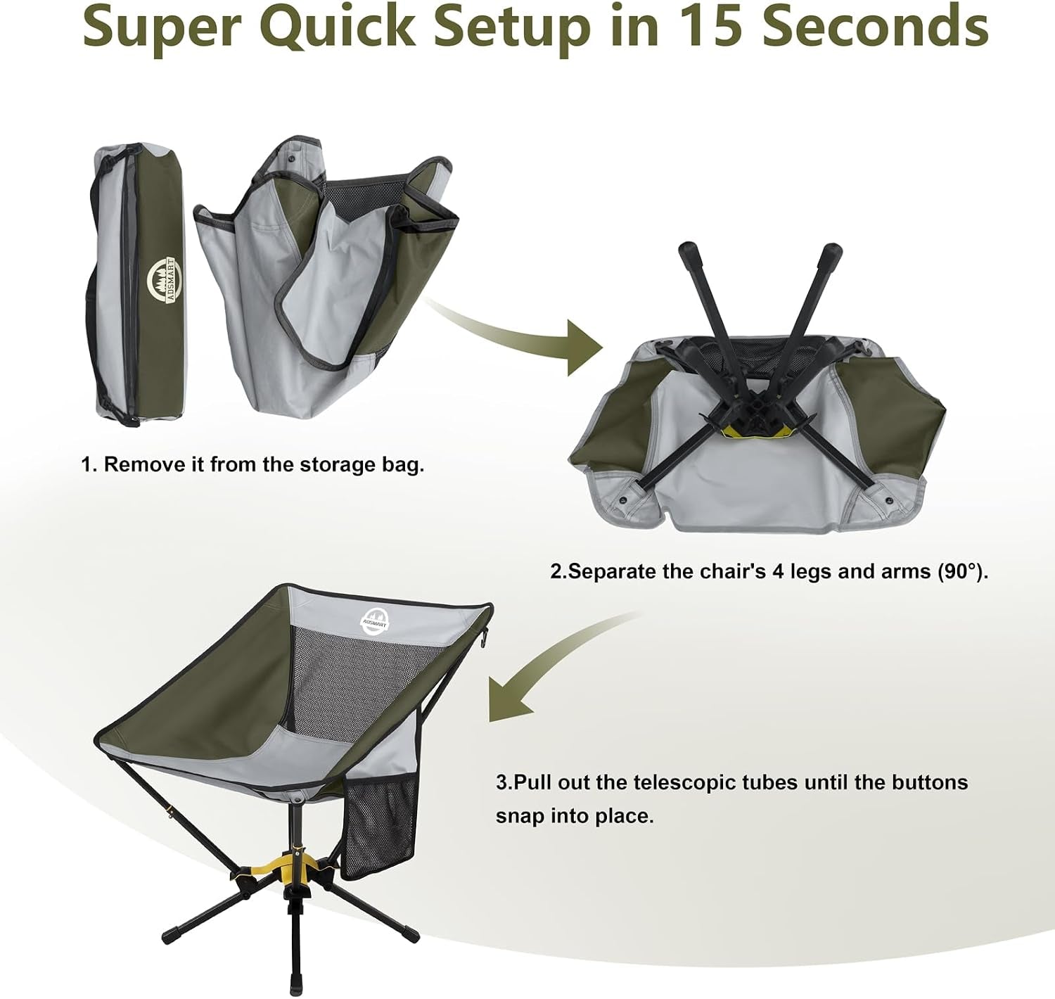 Portable Camping Chair Lightweight Folding Chair for Camping - Outdoor Chair Supports 300 Lbs - Camp Chair Outdoor Adventures