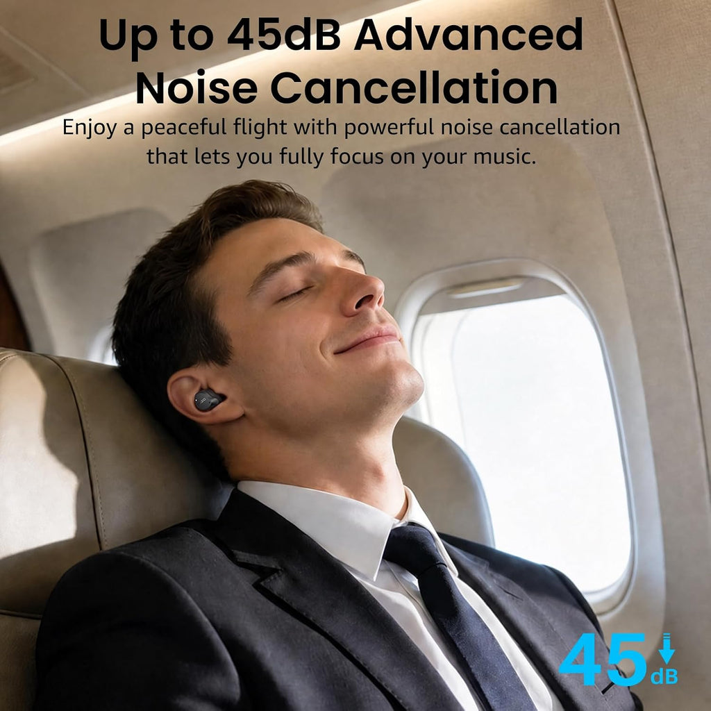 NC9 Hybrid Active Noise Cancelling Wireless Earbuds, 6 Mics ENC Clear Call, IPX8 Waterproof, in Ear Bluetooth 5.3 Headphones Stereo Bass Ear Buds 60H Playtime with LED Display 32 Eqs via APP
