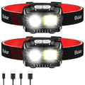 LED Headlamp Rechargeable, 2000L Super Bright Headlight Flashlight | 8 Modes & Stepless Dimming, Spotlight & Floodlight, Motion Sensor, IPX5 Waterproof for Camping,Hiking,Running,Fishing -2 Pack